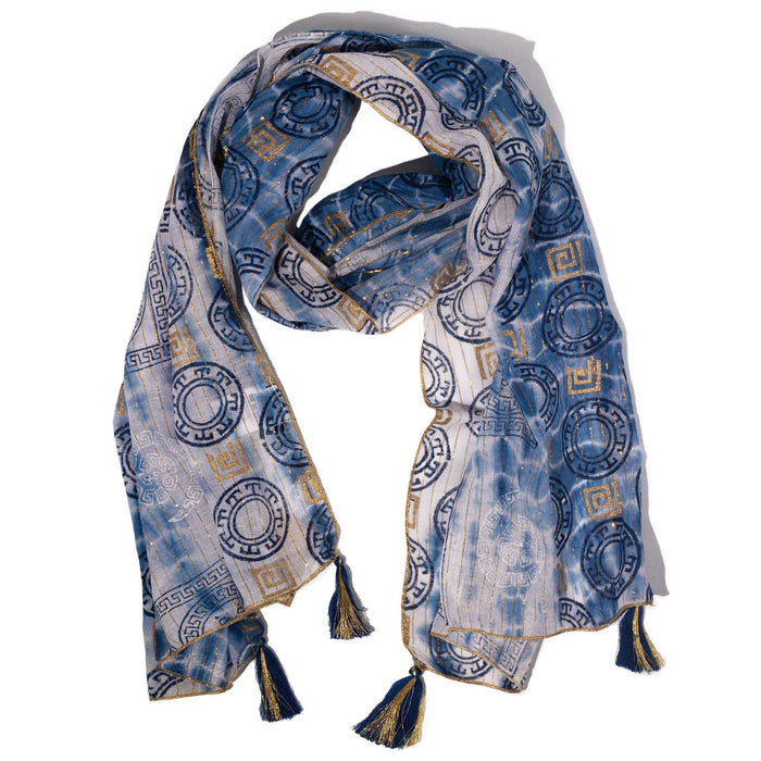 Sommerschal - Marbella, Blau mit Gold