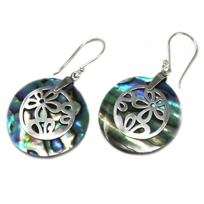 Ohrringe aus Sterlingsilber mit Abalone-Muschel – Blumen