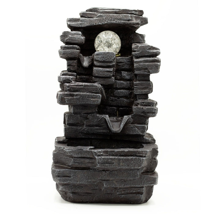 Tabletop Water Feature - Slab Rocks Formation & Crystal Ball