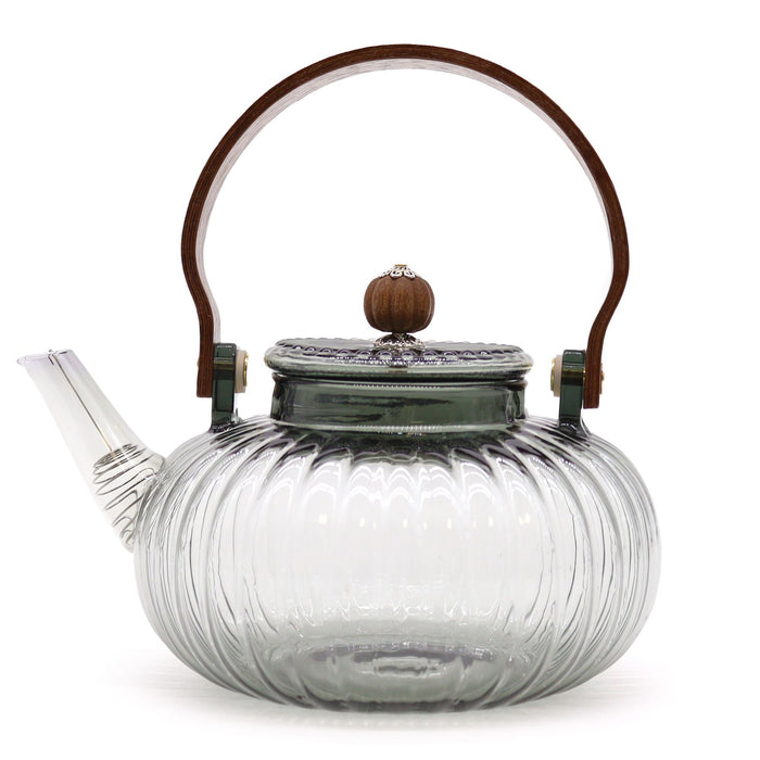 Glass Infuser Teapot - Charcoal Ribbed Pearl (950ml)
