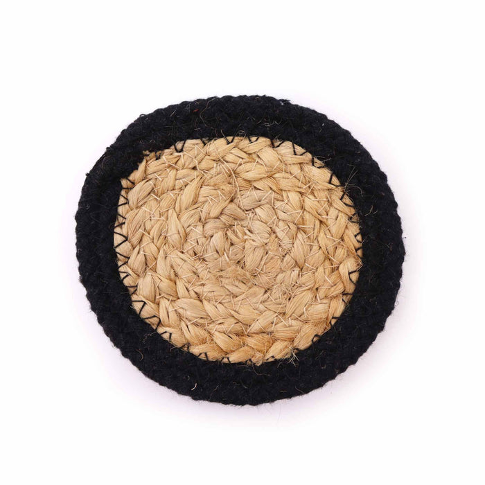 Jute Coasters - Mixed Colours in Basket, Set of 6