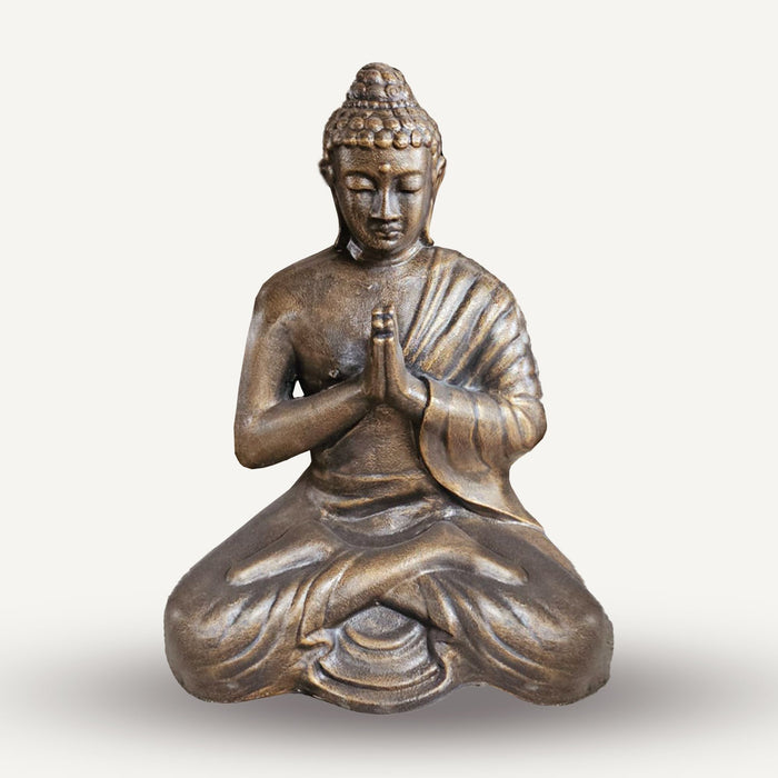 Mittelgroßer bis großer antiker goldener betender Buddha – 1,2 m