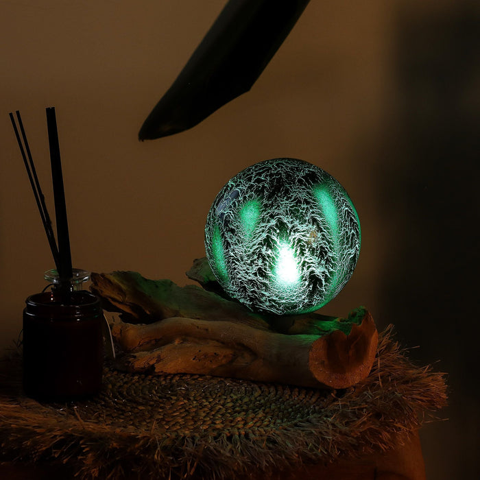 DriftGlow Lamp - Emerald Crackle Shade