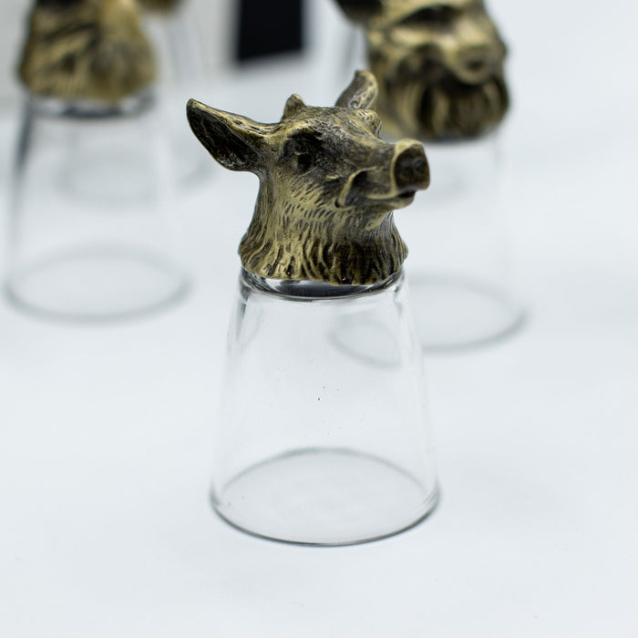 Coffret de 12 verres à shot (25ml) 'Bottoms Up' - Créatures de la Forêt & Mystiques, Bronze Antique