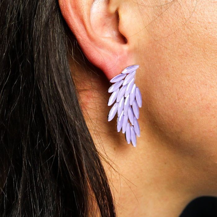 Nymph Aurora Glass Earrings - Angel Wings, Lavender