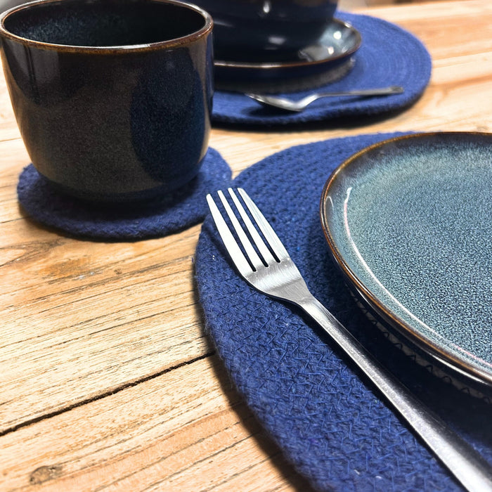 Set aus Jute-Seil-Tischsets und Untersetzern (je 4 Stück) – Böser Blick