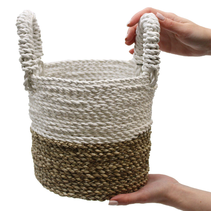 Seagrass Baskets - Natural & White, Set of 3