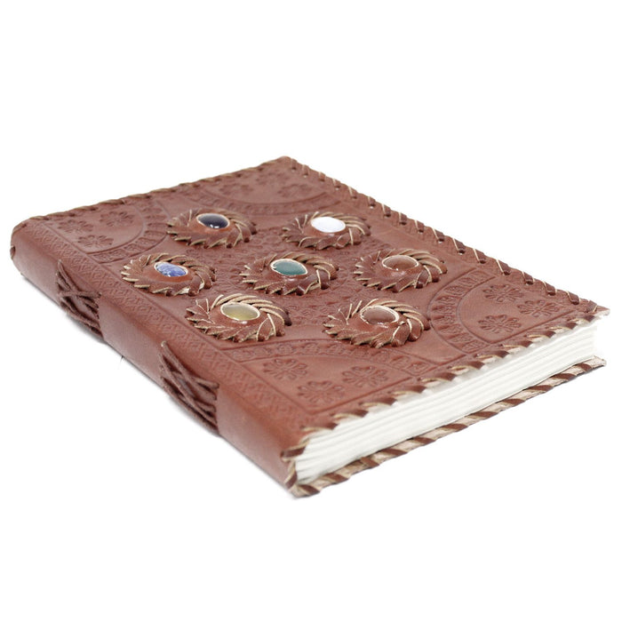 Ledernotizbuch - Chakra-Steine (23x15 cm)