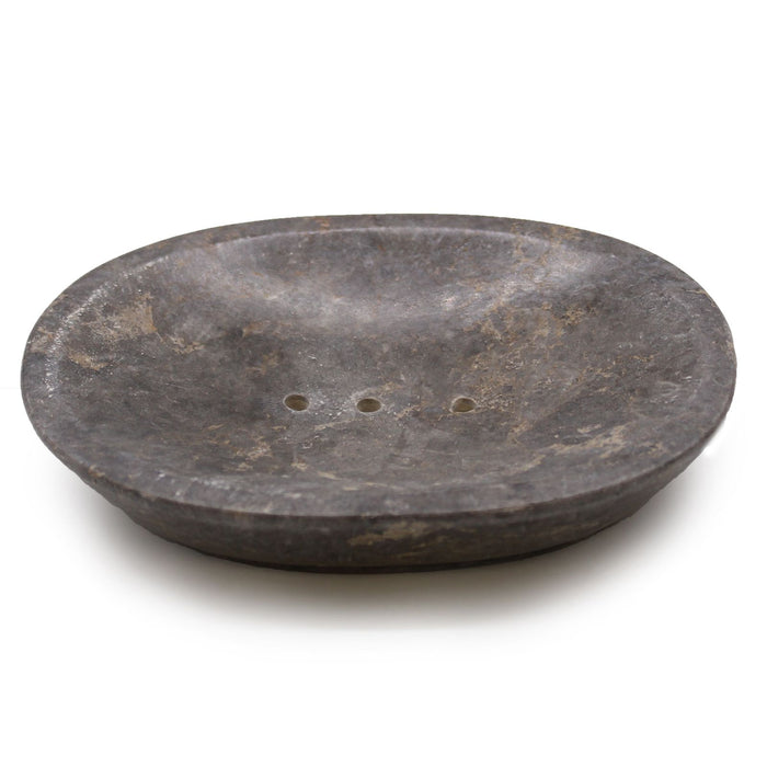 Seifenschale aus Stein – Oval, grauer Marmor