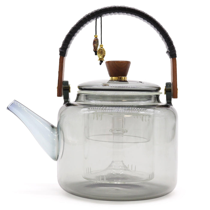 Glass Infuser Teapot - With Steamer System Charcoal (1000ml)