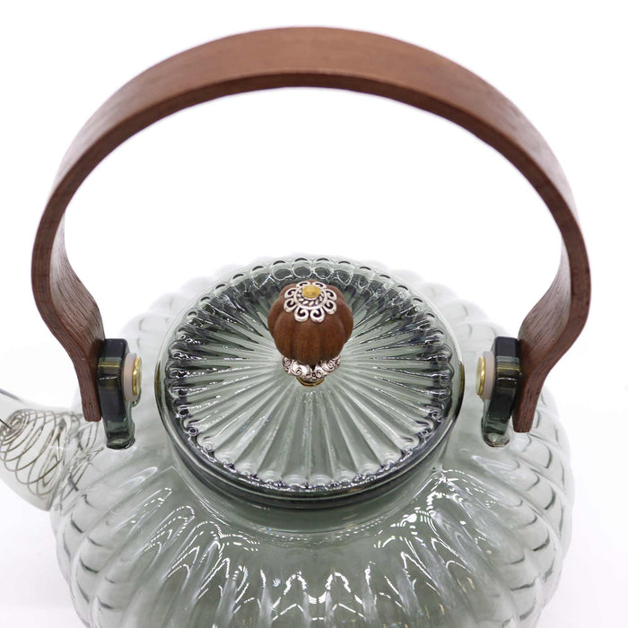 Glass Infuser Teapot - Charcoal Ribbed Pearl (950ml)
