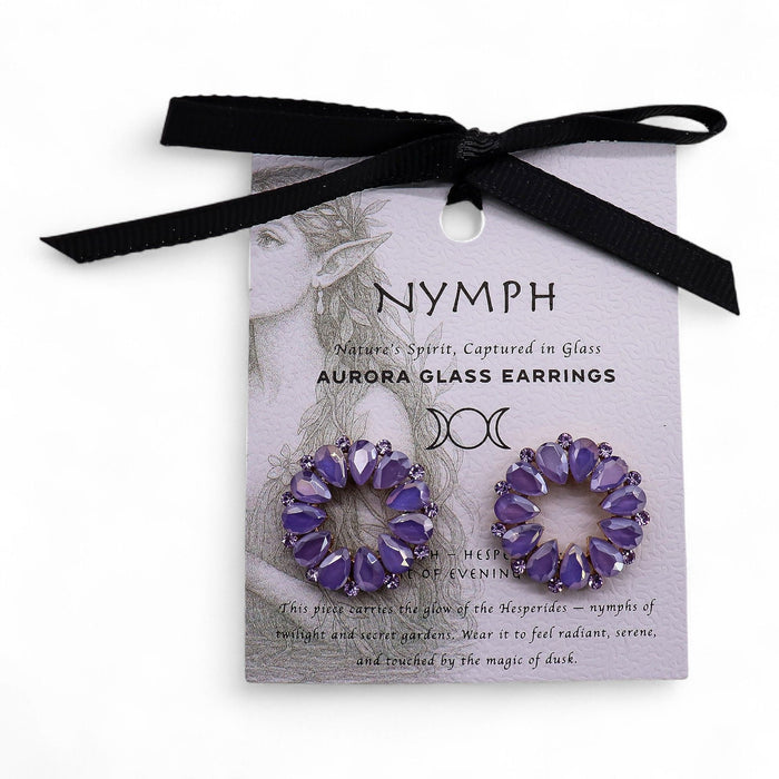 Nymph Aurora Glass Earrings - Loop, Lavender