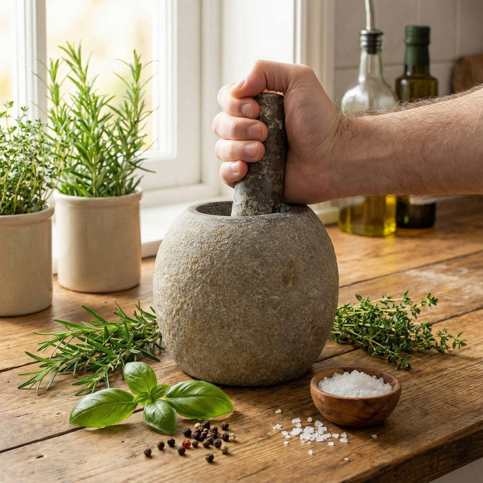 Natural Riverstone Decorative Pestle & Mortar - Large