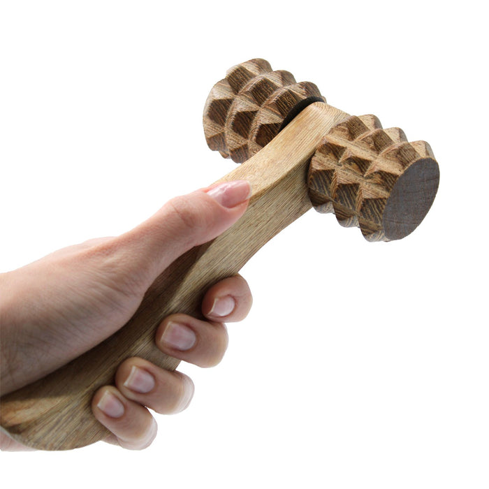 Hölzernes Massagegerät – Geriffelter Handroller