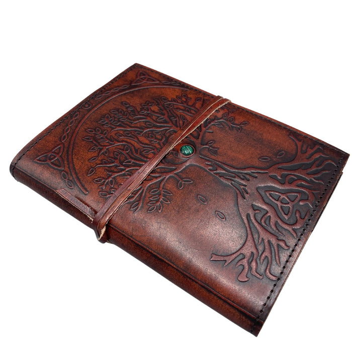 Leder-Notizbuch zum Wickeln – Lebensbaum (18x13cm)