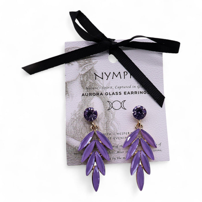 Nymph Aurora Glass Earrings - Fairies, Lavender