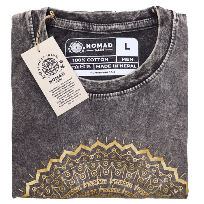 Baumwoll-T-Shirt mit Stonewash-Effekt – Hamsa, Dunkelgrau (Large)