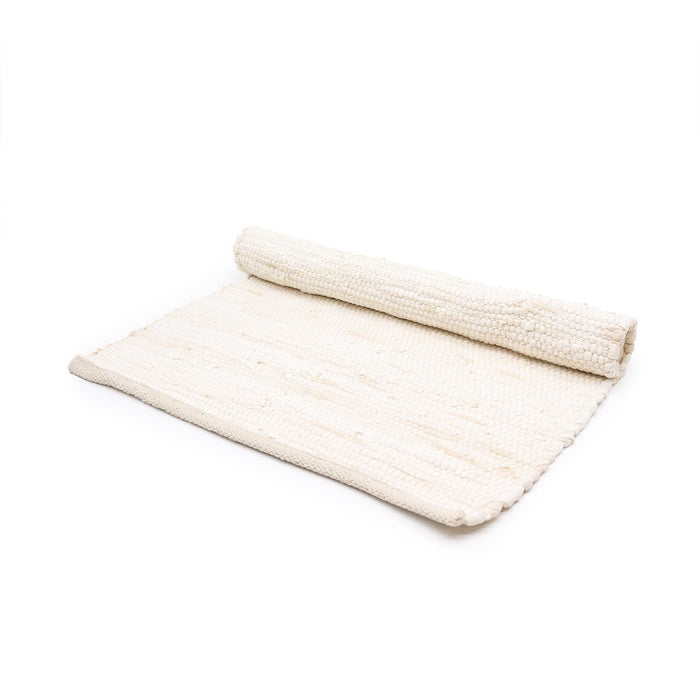 Indischer handgewebter Baumwollteppich – Klein, Creme