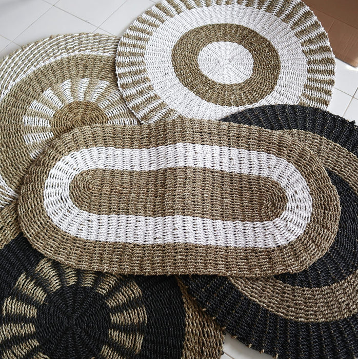 Ovaler Seegras-Teppich – Natur & Weiß