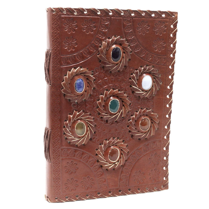 Ledernotizbuch - Chakra-Steine (23x15 cm)