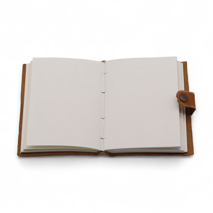 Notizbuch aus geprägtem Leder – floral, hellbraun (18x13 cm)