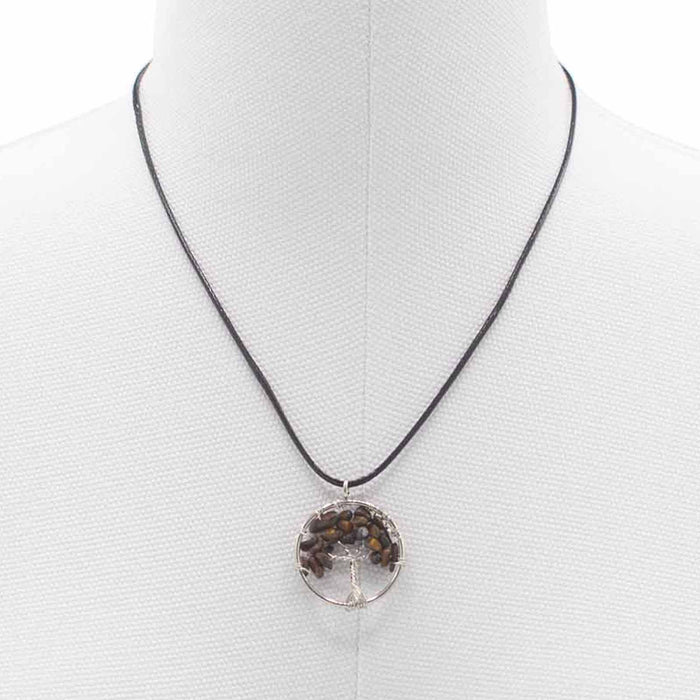 Gemstone Tree of Life Pendant - Tiger Eye