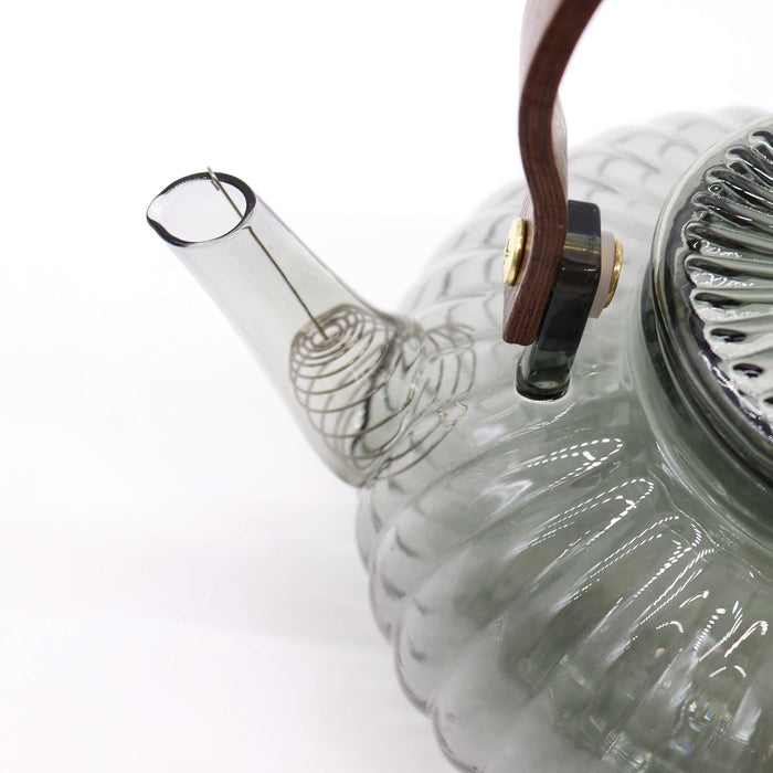 Glass Infuser Teapot - Charcoal Ribbed Pearl (950ml)