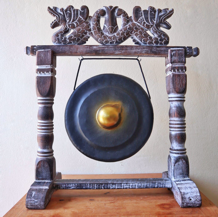 Kleiner Heilender Gong auf Ständer - Schwarz 25cm