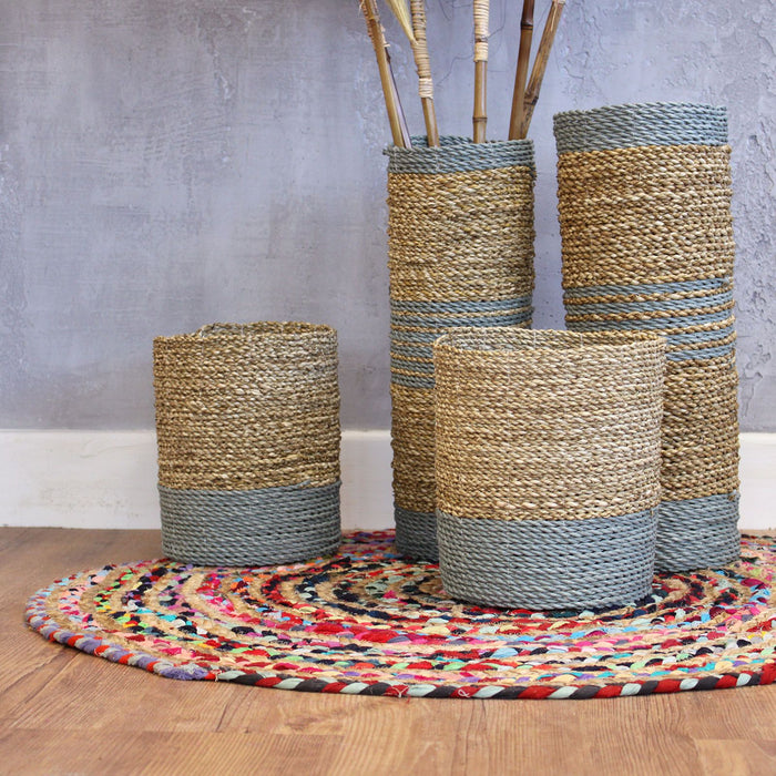 Seegras- & Abu-Abu-Bast-Set – 2x Vasen & 2x Körbe