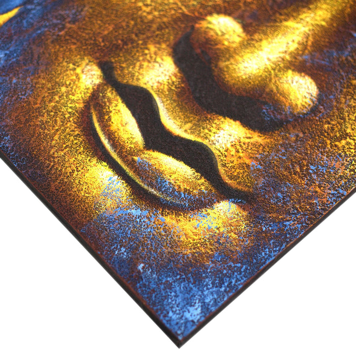 Painted Canvas - Gold Buddha Face & Lotus Flower