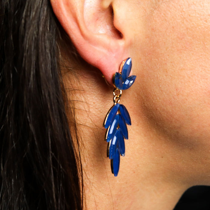 Nymph Aurora Glass Earrings - Long Drop, Royal Blue