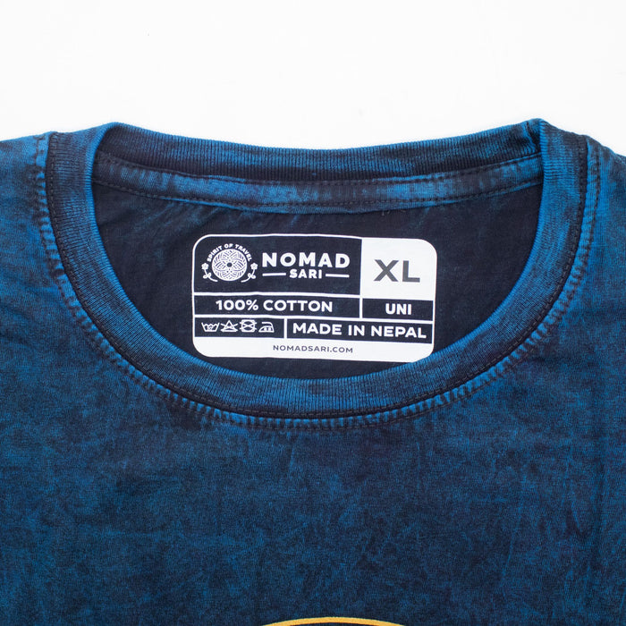 Stonewashed Baumwoll-T-Shirt - Stay Wild Moon Child, Blau (XL)