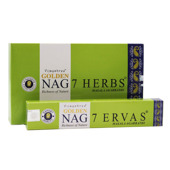 Vijayshree Golden Nag Räucherstäbchen, 15g - 7 Kräuter
