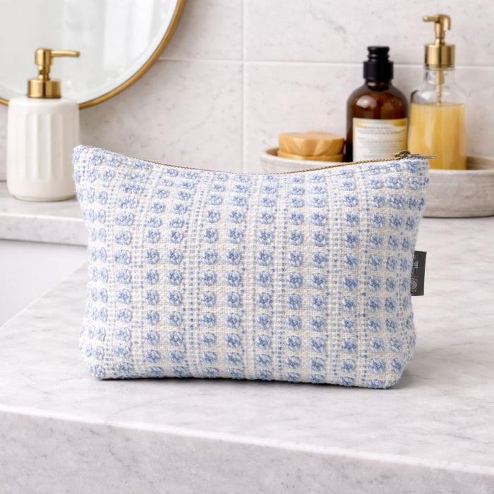 Nomad Sari Indian Jacquard Kulturbeutel – Indigo Echo