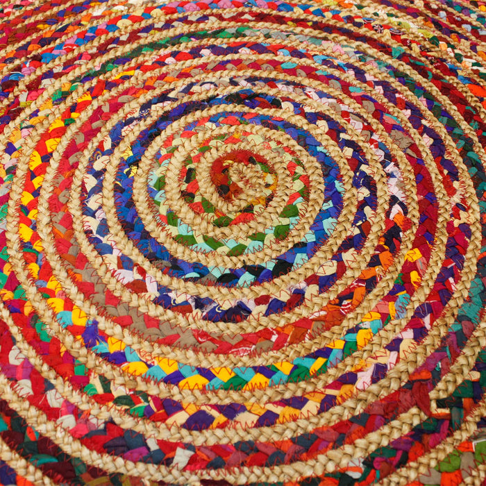 Runder Teppich aus Jute und recycelter Baumwolle – 90 cm