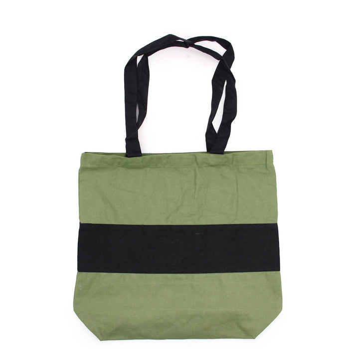 Two Tone Cotton Bag - Green & Black