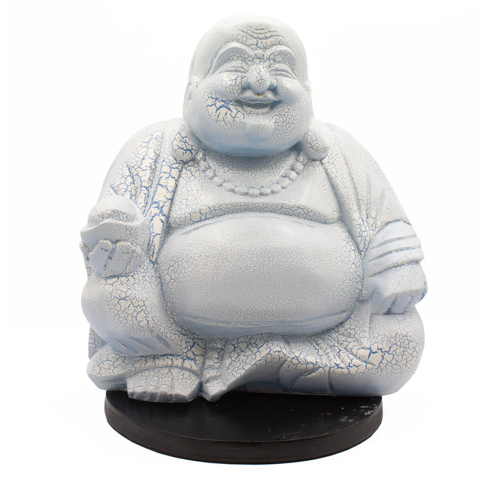 Buddha Glow Lamp - Laughing,  Sky Blue Crackle
