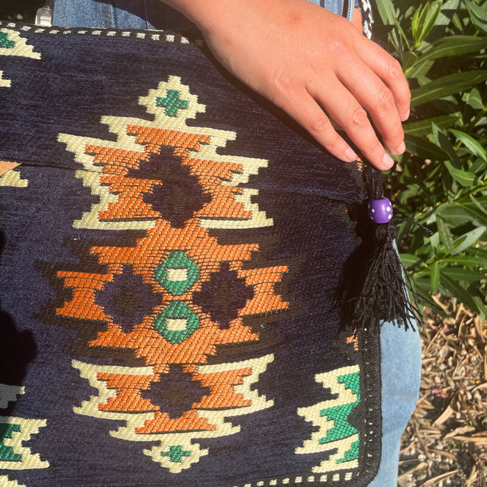 Kilim Sommer-Umhängetasche – Dunkelblau