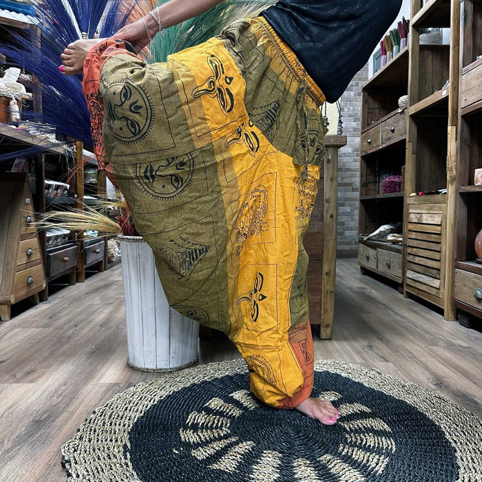 Aladdin Yoga & Festival Pants - Himalayan Print, Orange
