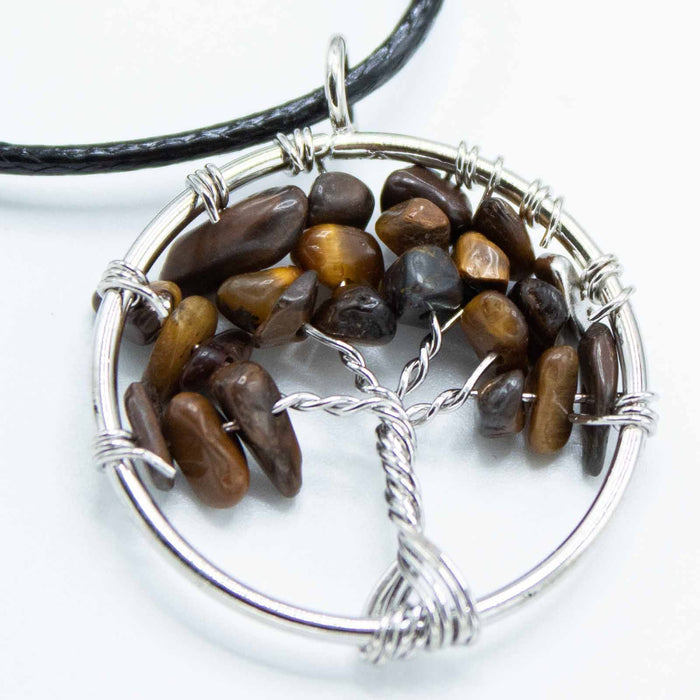 Gemstone Tree of Life Pendant - Tiger Eye