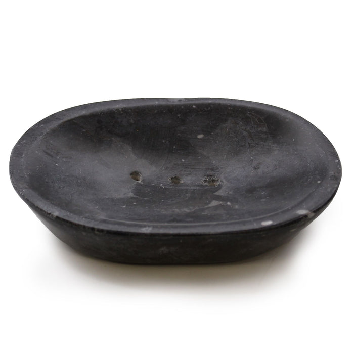 Seifenschale aus Stein – oval, schwarzer Marmor