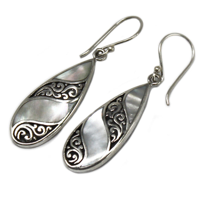 Boucles d'oreilles goutte en argent sterling et nacre