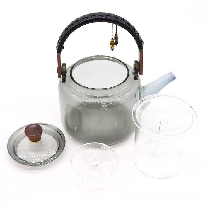 Glass Infuser Teapot - With Steamer System Charcoal (1000ml)