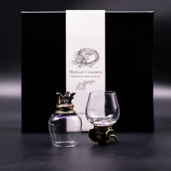 Gift Set of 6x Glasses (100ml) - Mystical Creatures, Antique Bronze