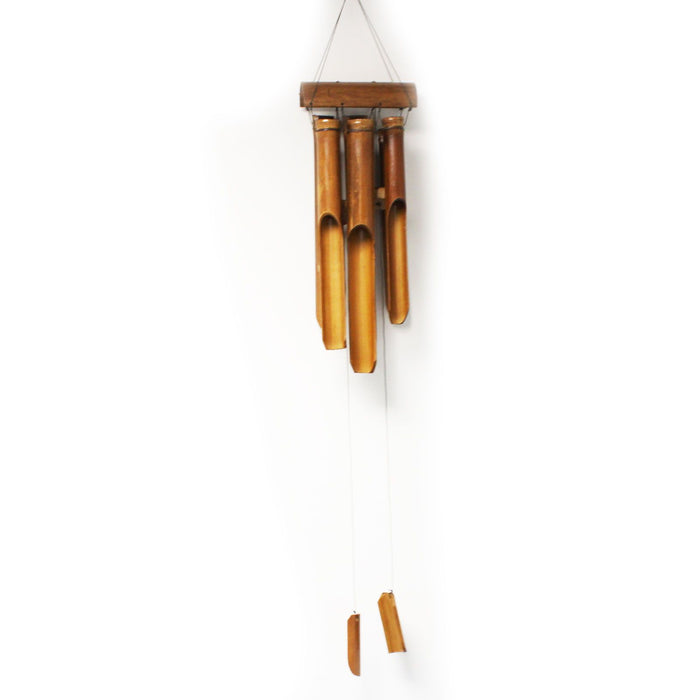 Natürliches Bambus-Windspiel - Naturholz-Finish - 6 mittlere Röhren