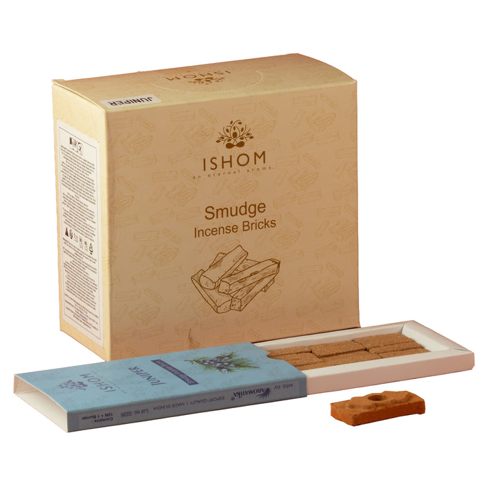 ISHOM Incense Smudge Bricks & Burner - Juniper