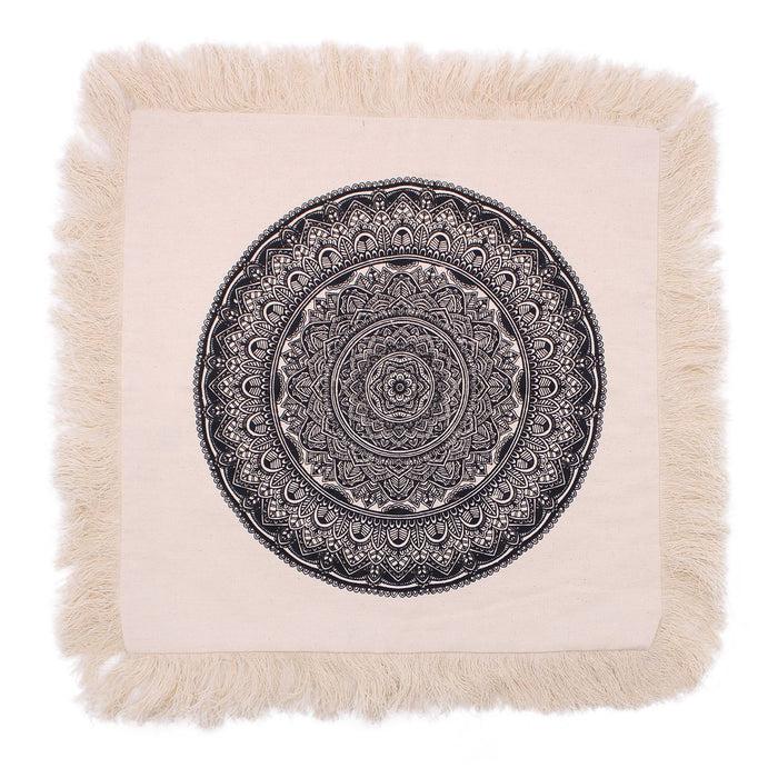 Cotton Cushion Cover - Traditional Mandala, Black