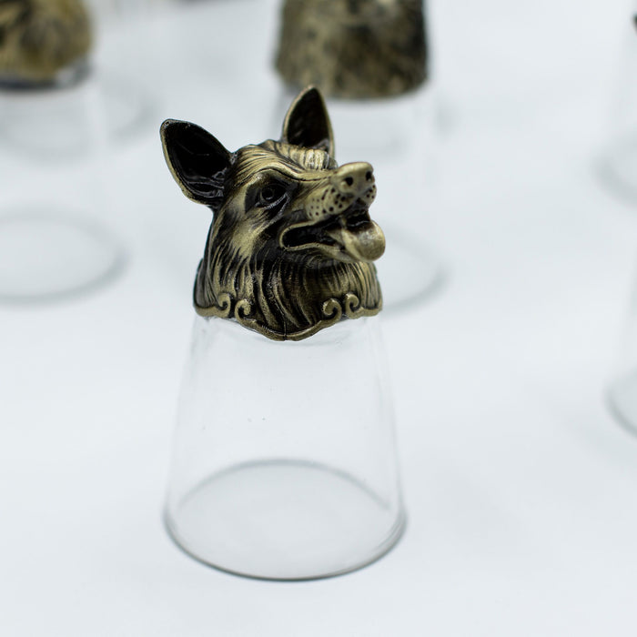 Coffret de 12 verres à shot (25ml) 'Bottoms Up' - Créatures de la Forêt & Mystiques, Bronze Antique