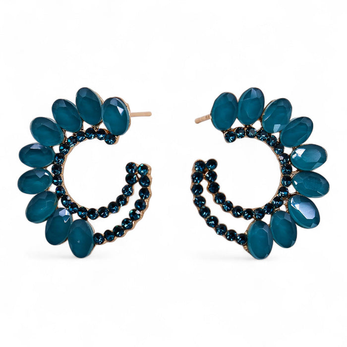 Nymph Aurora Glass Earrings - Loop, Teal Green