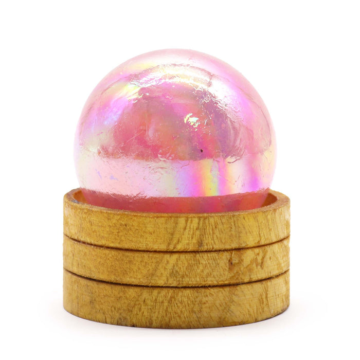 Gemstone Sphere, 50mm - Rose Quartz Titanium Aura